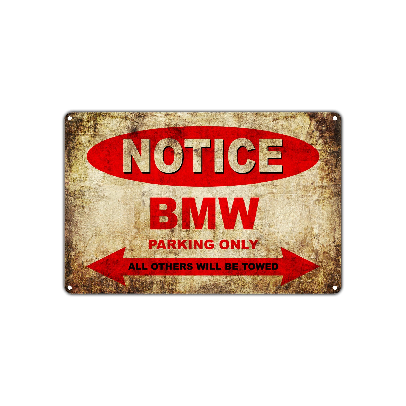 Notice BMW Motorcycles Parking Only All Others Will Be Towed Vintage Metal Decor Art Shop Aluminum Sign Plate