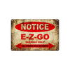 Notice E-Z-GO Motorcycles Parking Only All Others Will Be Towed Vintage Metal Decor Art Shop Aluminum Sign Plate