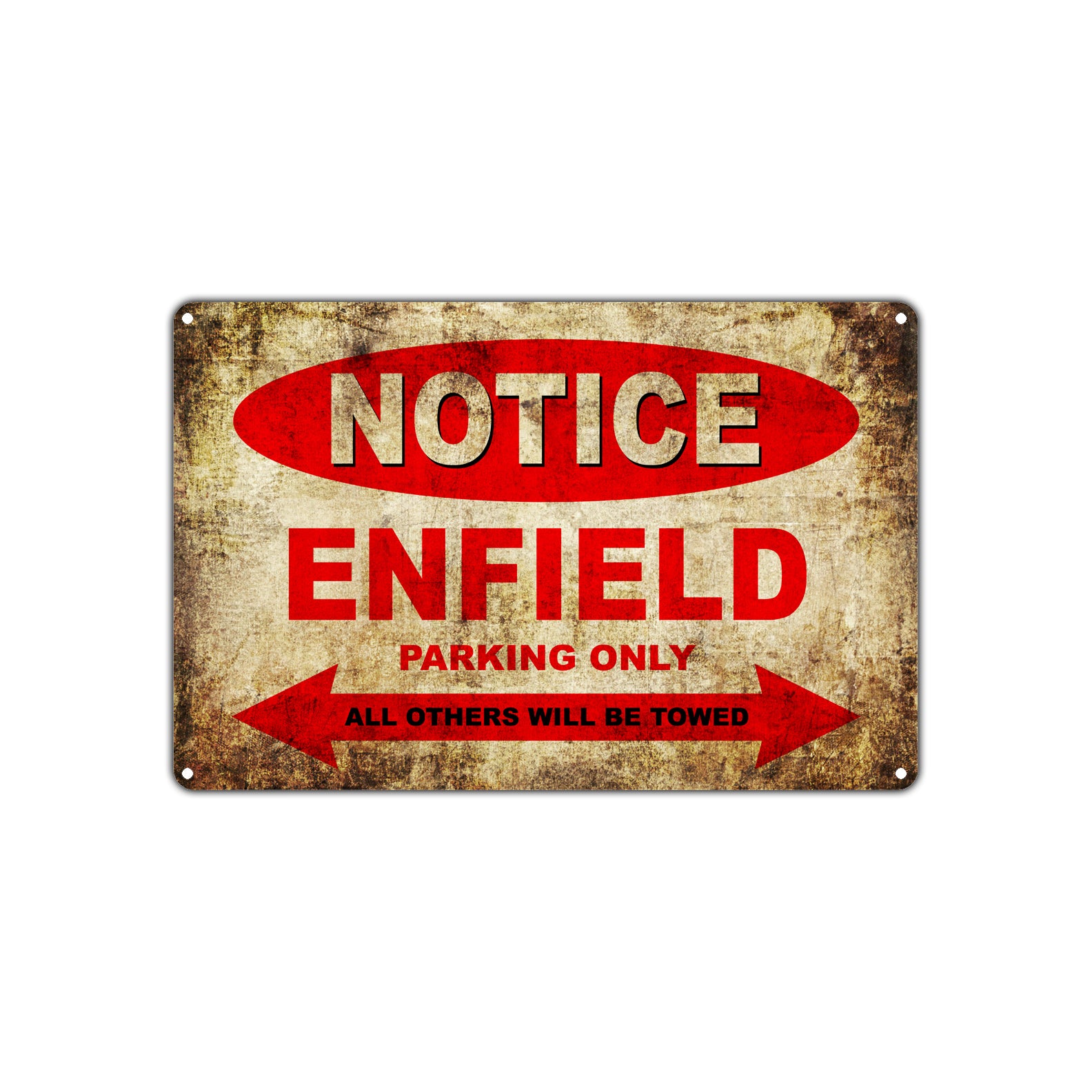 Notice Enfield Motorcycles Parking Only All Others Will Be Towed Vintage Metal Decor Art Shop Aluminum Sign Plate