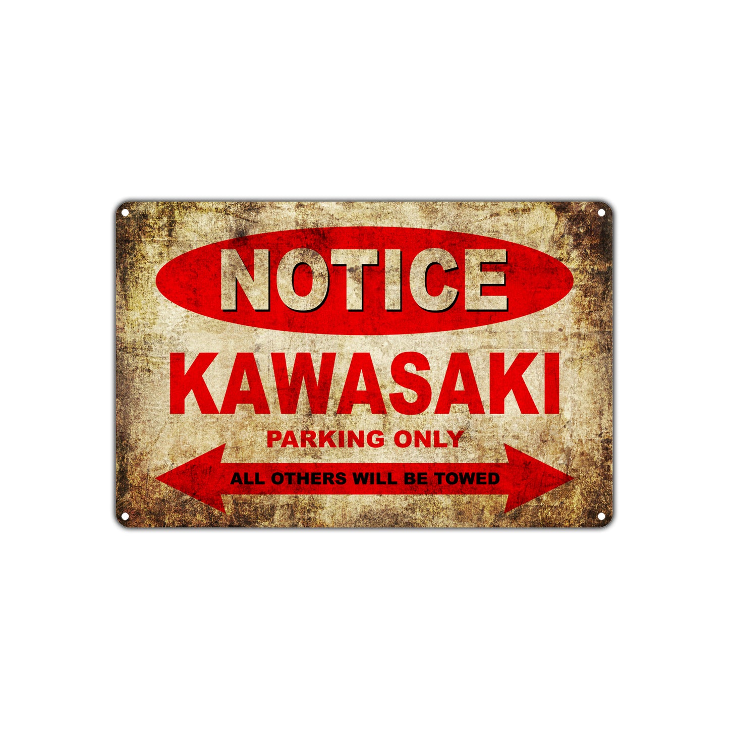 Notice Kawasaki Motorcycles Parking Only All Others Will Be Towed Vintage Metal Decor Art Shop Aluminum Sign Plate