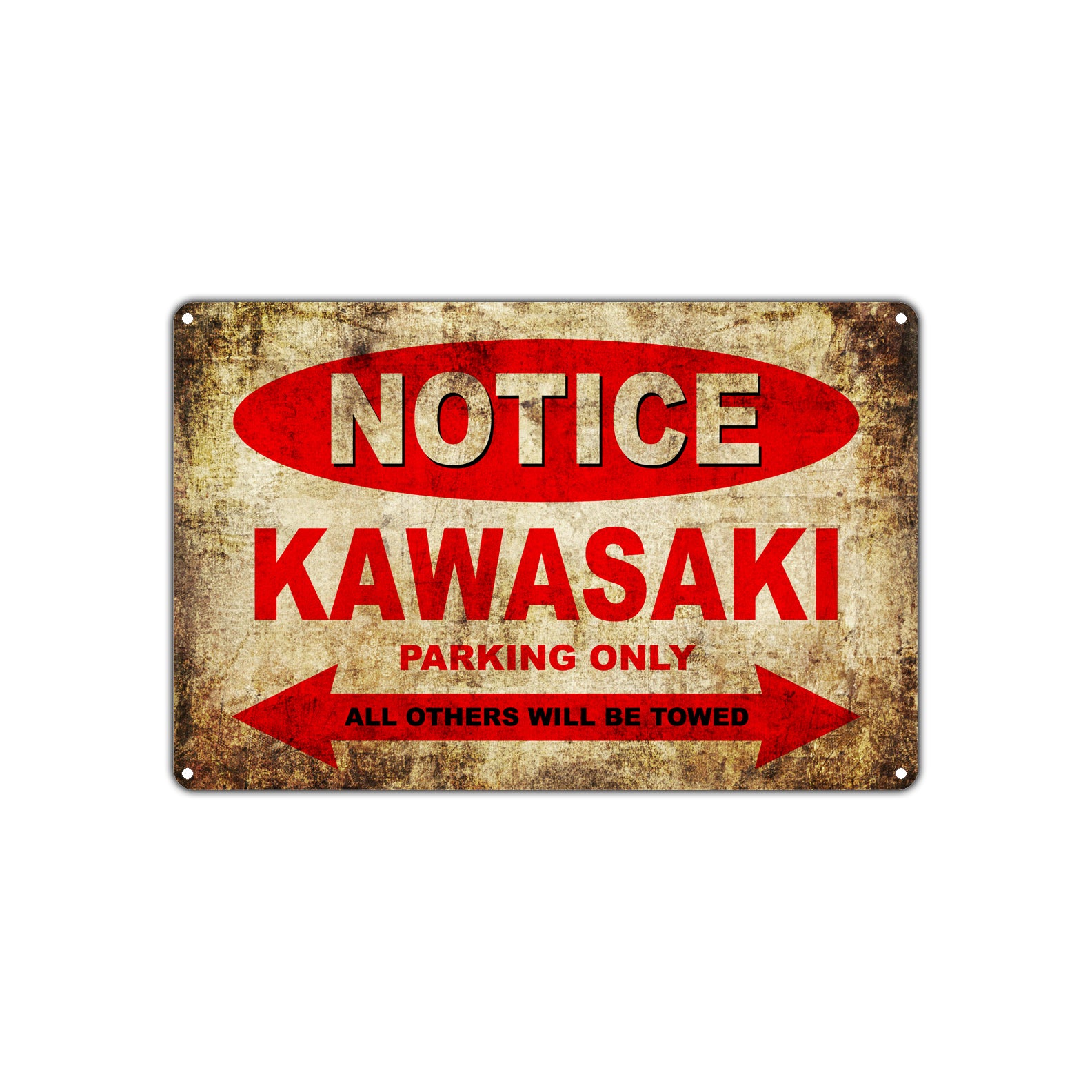 Notice Kawasaki Motorcycles Parking Only All Others Will Be Towed Vintage Metal Decor Art Shop Aluminum Sign Plate