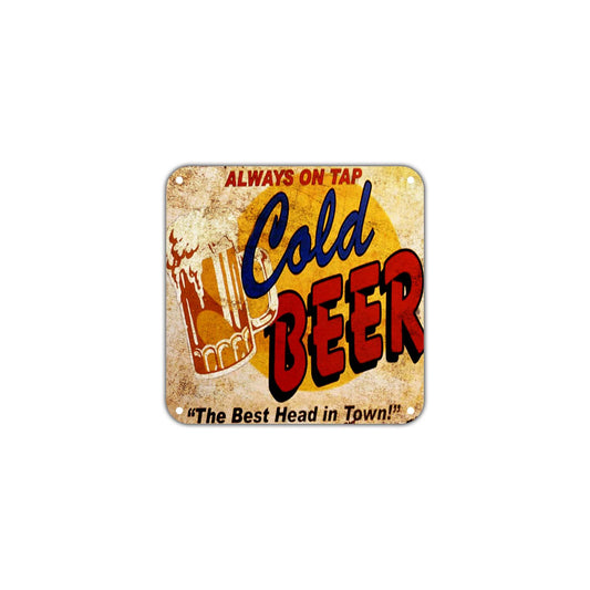 Cold Beer the Best Head in Town Wall Decor Art Retro Vintage Aluminum Plate Gift Metal Sign