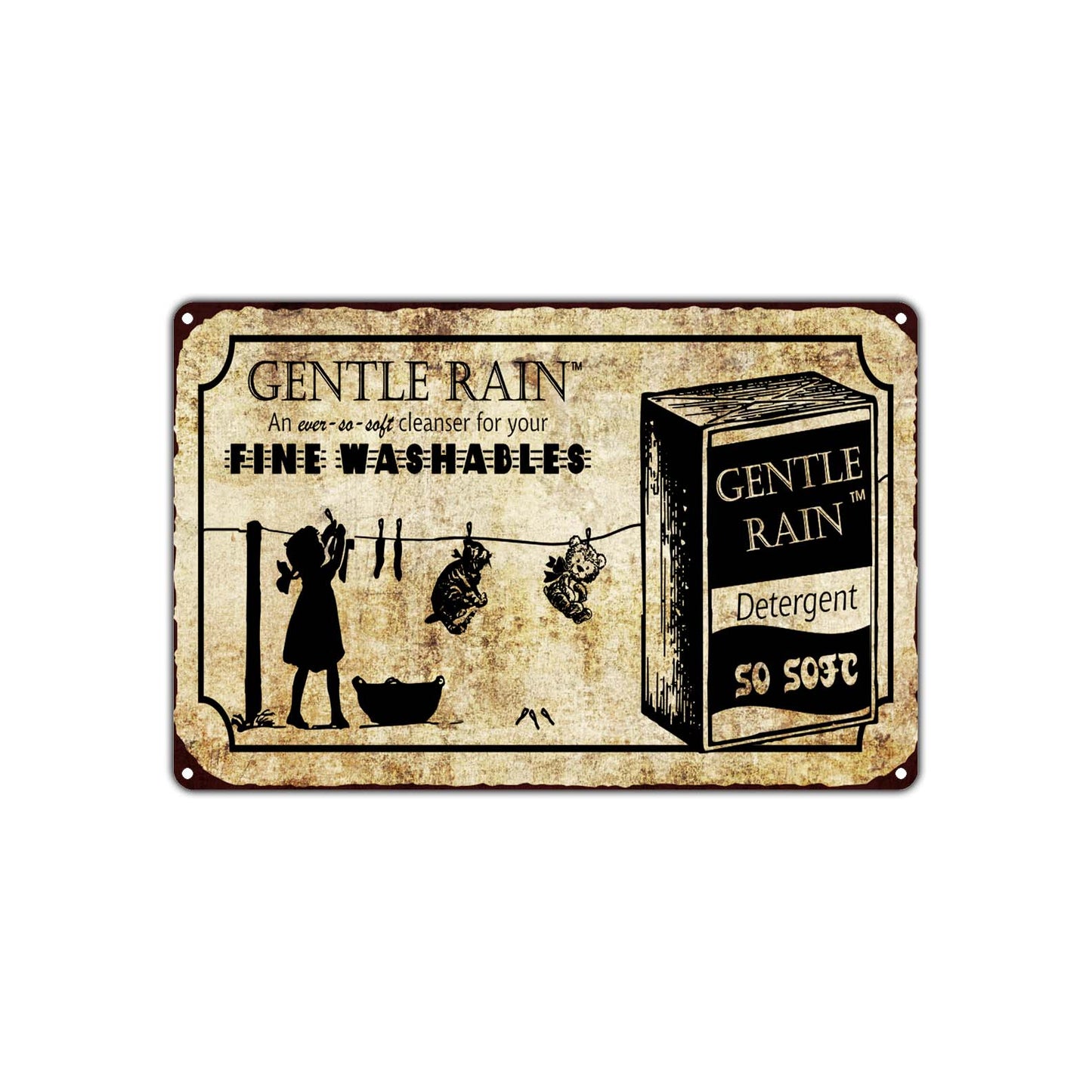 Gentle Rain Ever So Soft Fine Washables Detergent Vintage Retro Wall Art Shop Man Cave Aluminum
