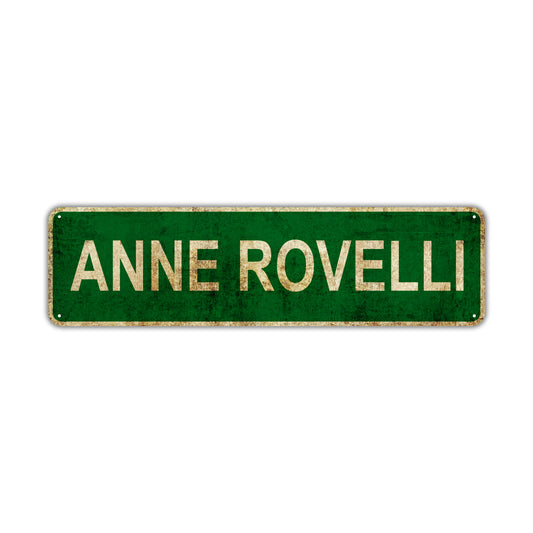 Anne Rovelli Vintage Retro Street Sign Rustic Metal Aluminum Decor Wall Shop Man Cave Bar Gift