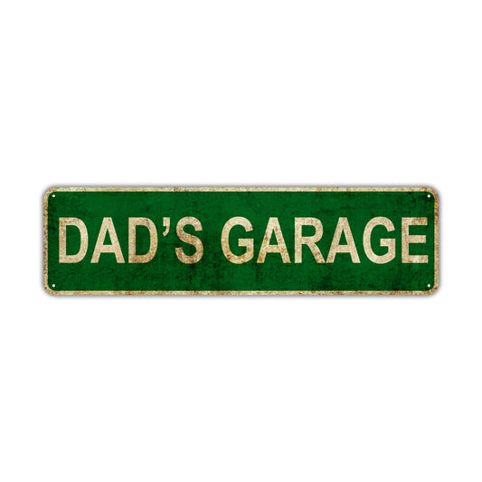Dad's Garage Vintage Retro Street Sign Rustic Metal Aluminum Decor Wall Shop Man Cave Bar Gift