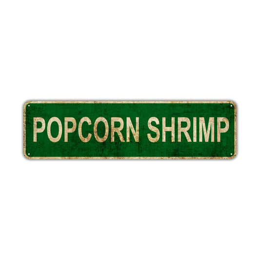 Popcorn Shrimp Vintage Retro Street Sign Rustic Metal Aluminum Decor Wall Shop Man Cave Bar Gift