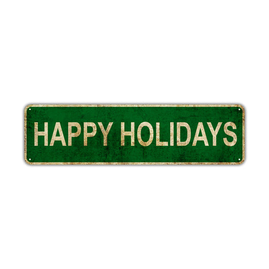 Happy Holiday Vintage Retro Street Sign Rustic Metal Aluminum Decor Wall Shop Man Cave Bar Gift