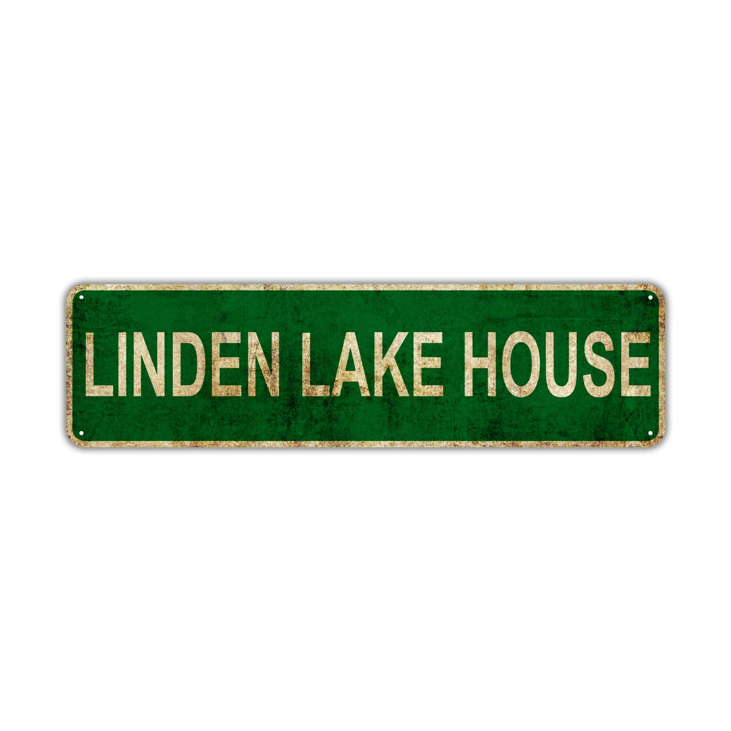 Linden Lake House Vintage Retro Street Sign Rustic Metal Aluminum Decor Wall Shop Man Cave Bar Gift