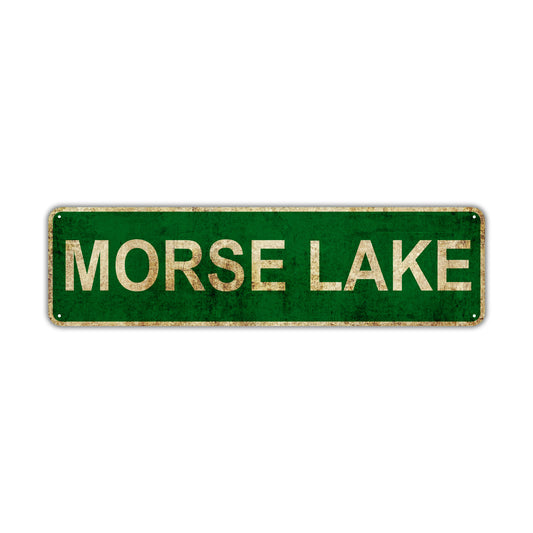 Morse Lake Vintage Retro Street Sign Rustic Metal Aluminum Decor Wall Shop Man Cave Bar Gift