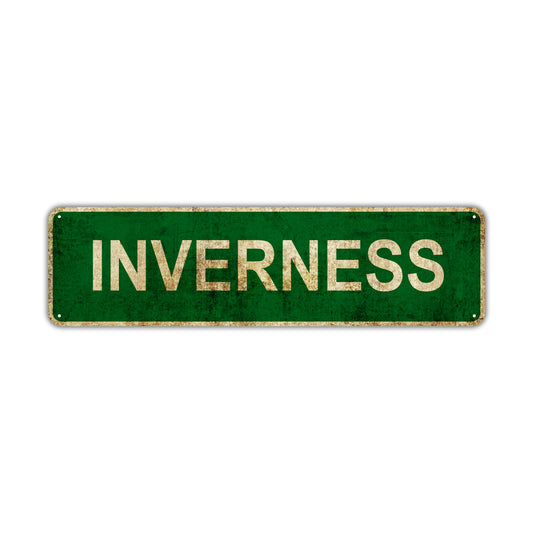 Inverness Vintage Retro Street Sign Rustic Metal Aluminum Decor Wall Shop Man Cave Bar Gift