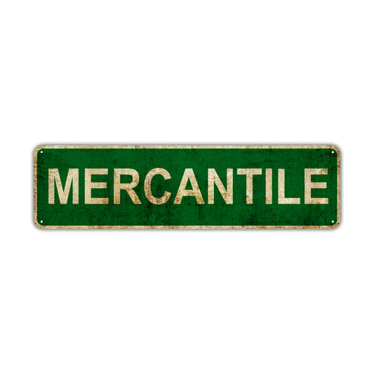 Mercantile Vintage Retro Street Sign Rustic Metal Aluminum Decor Wall Shop Man Cave Bar Gift
