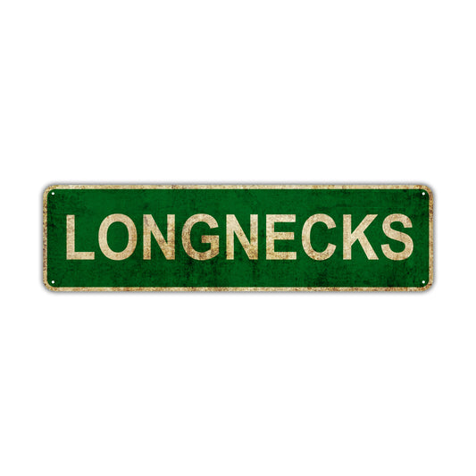 Longnecks Vintage Retro Street Sign Rustic Metal Aluminum Decor Wall Shop Man Cave Bar Gift