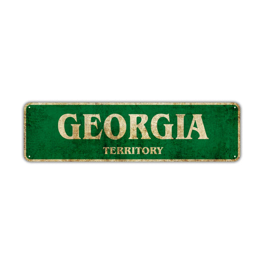 GeorgiaTerritory Vintage Retro Street Sign Rustic Metal Aluminum Decor Wall Shop Man Cave Bar Gift