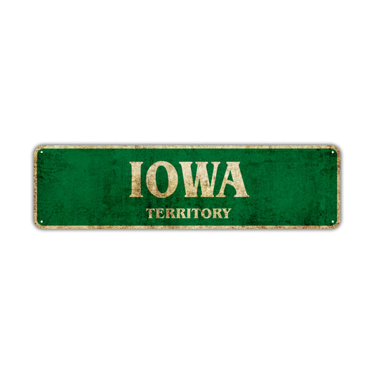 Lowa Territory Vintage Retro Street Sign Rustic Metal Aluminum Decor Wall Shop Man Cave Bar Gift