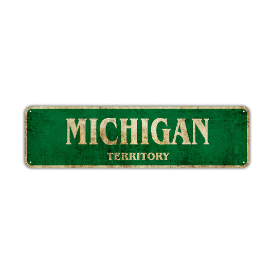 Michigan Territory Vintage Retro Street Sign Rustic Metal Aluminum Decor Wall Shop Man Cave Gift