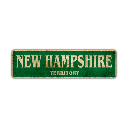 New Hampshire Territory Vintage Retro Street Sign Rustic Metal Aluminum Decor Wall Shop Man Gift
