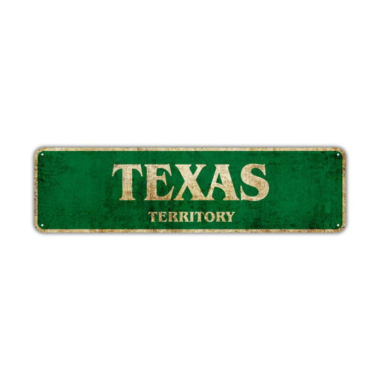 Texas Territory Vintage Retro Street Sign Rustic Metal Aluminum Decor Wall Man Shop Gift