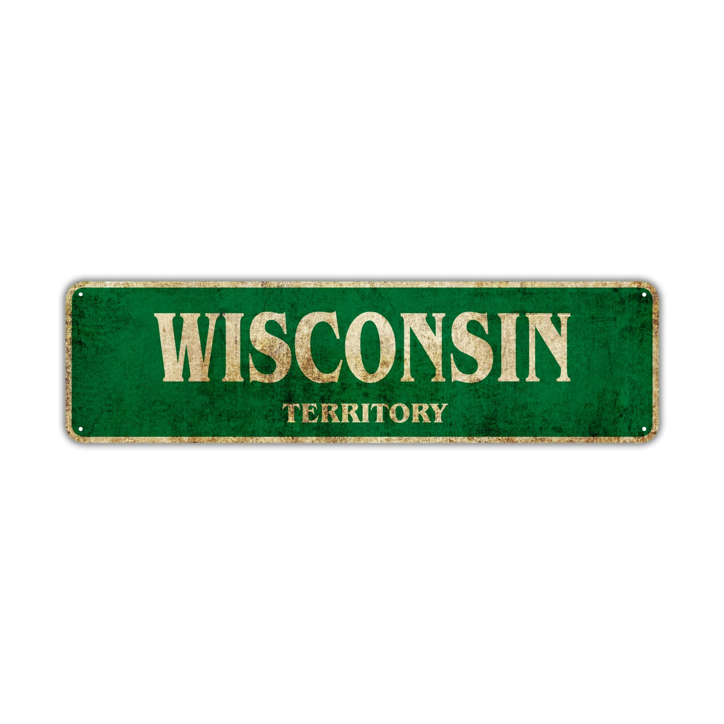 Wisconsin Territory Vintage Retro Street Sign Rustic Metal Aluminum Decor Wall Man Shop Gift