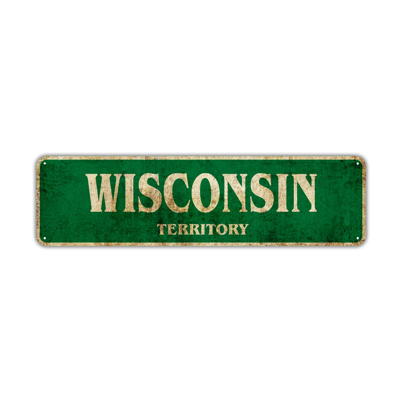 Wisconsin Territory Vintage Retro Street Sign Rustic Metal Aluminum Decor Wall Man Shop Gift