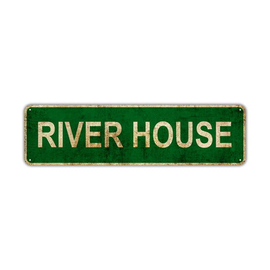 River House Vintage Retro Street Sign Rustic Metal Aluminum Decor Wall Man Shop Cave Bar Gift