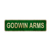 Godwin Arms Vintage Retro Street Sign Rustic Metal Aluminum Decor Wall Man Shop Cave Bar Gift