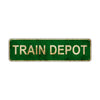 Train Depot Vintage Retro Street Novelty Sign Rustic Metal Aluminum Decor Wall Man Shop Cave Bar Gift