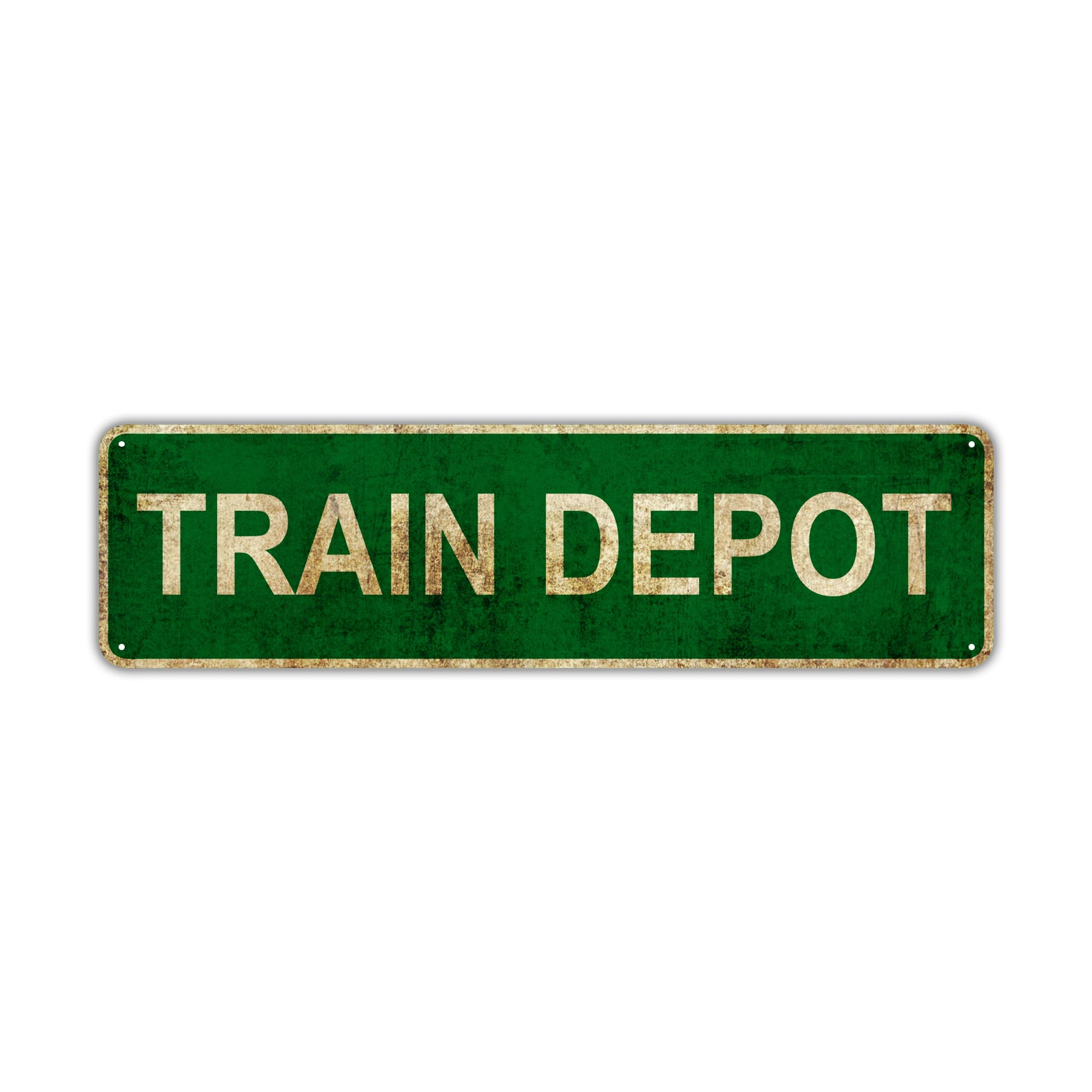Train Depot Vintage Retro Street Novelty Sign Rustic Metal Aluminum Decor Wall Man Shop Cave Bar Gift