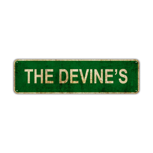 The Devine's Vintage Retro Street Novelty Sign Rustic Metal Aluminum Decor Wall Man Shop Cave Bar Gift
