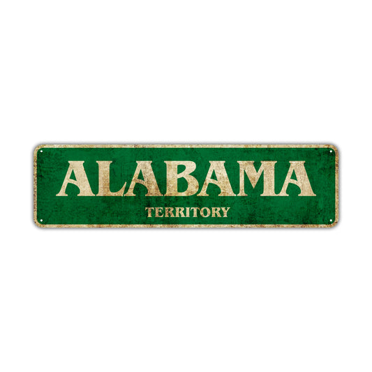 Alabama Territory Vintage Retro Street Novelty Sign Rustic Metal Aluminum Decor Wall Man Shop Cave Bar Gift