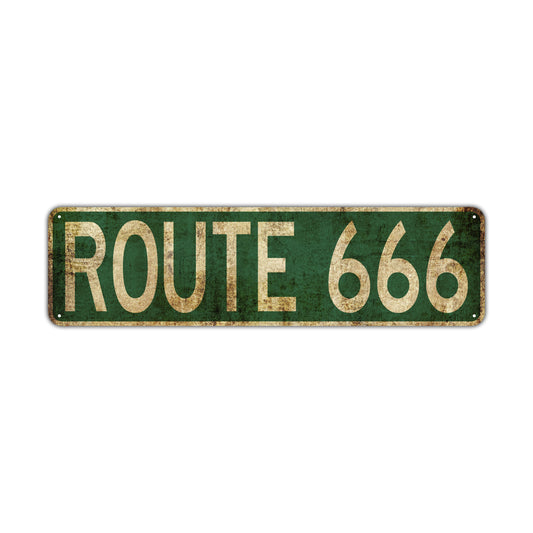 Route 666 Vintage Retro Street Novelty Sign Rustic Metal Aluminum Decor Wall Man Shop Cave Bar Gift