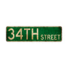 34th Street Vintage Retro Street Novelty Sign Rustic Metal Aluminum Decor Wall Man Shop Cave Bar Gift