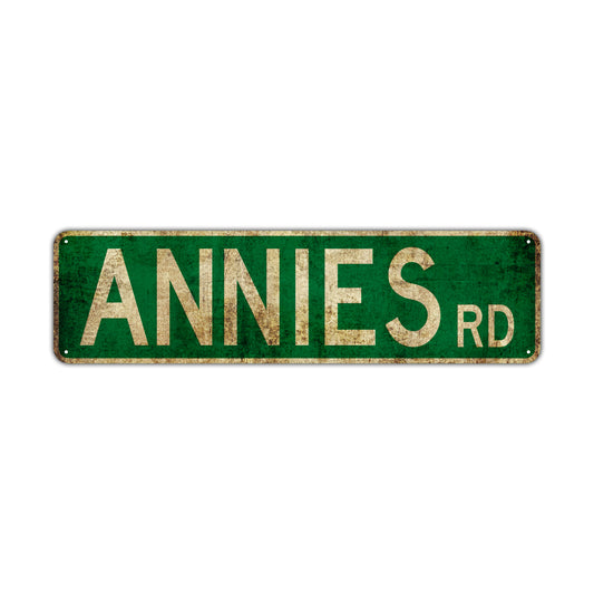 Annies Rd Vintage Retro Street Novelty Sign Rustic Metal Aluminum Decor Wall Man Shop Cave Bar Gift
