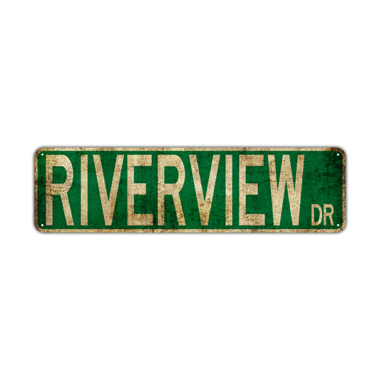River View DR Vintage Retro Street Novelty Sign Rustic Metal Aluminum Decor Wall Man Shop Cave Bar Gift