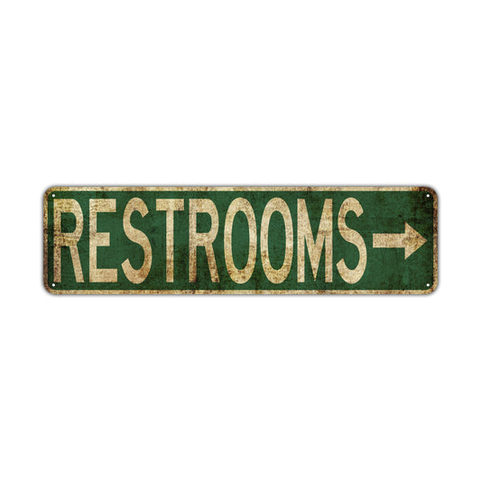 Restrooms Vintage Retro Street Novelty Sign Rustic Metal Aluminum Decor Wall Man Shop Cave Bar Gift