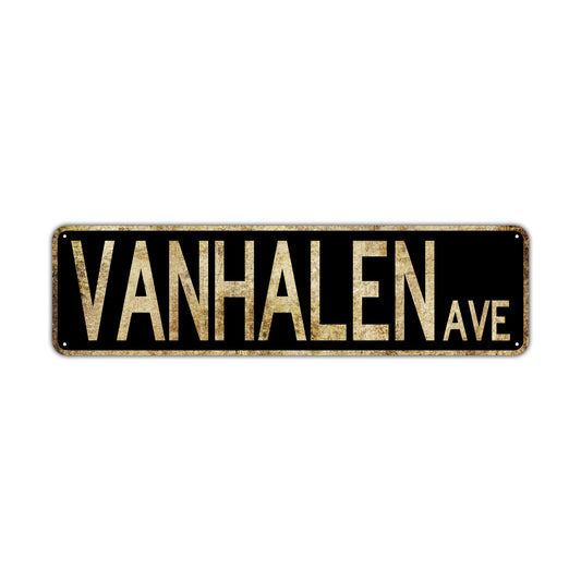 Vanhalen Ave Vintage Retro Street Novelty Sign Rustic Metal Aluminum Decor Wall Man Shop Cave Bar Gift