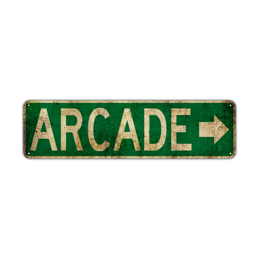 Arcade Vintage Retro Street Novelty Sign Rustic Metal Aluminum Decor Wall Man Shop Cave Bar Gift