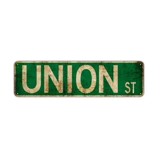 Union St Vintage Retro Street Novelty Sign Rustic Metal Aluminum Decor Wall Man Shop Cave Bar Gift