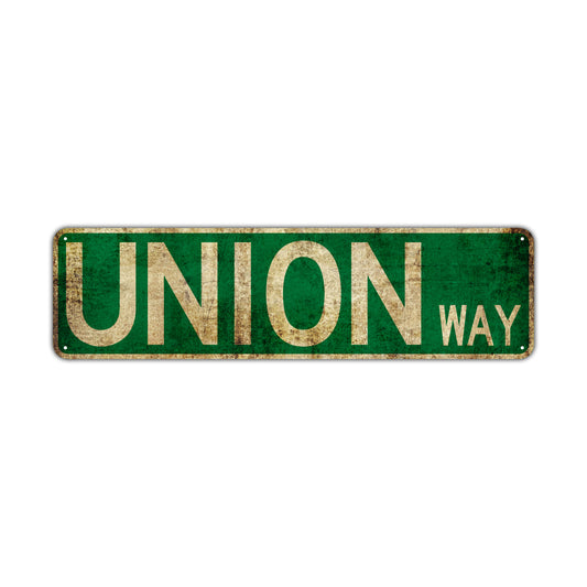 Union Way Vintage Retro Street Novelty Sign Rustic Metal Aluminum Decor Wall Man Shop Cave Bar Gift