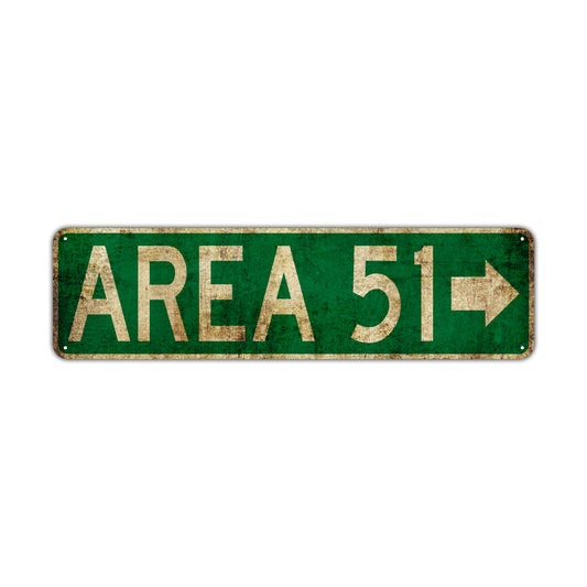 Area 51 Vintage Retro Street Novelty Sign Rustic Metal Aluminum Decor Wall Man Shop Cave Bar Gift