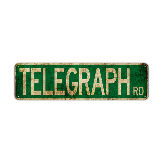 Telegraph Rd Vintage Retro Street Novelty Sign Rustic Metal Aluminum Decor Wall Man Shop Cave Bar Gift