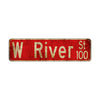 W River 100 St Vintage Retro Street Novelty Sign Rustic Metal Aluminum Decor Wall Man Shop Cave Bar Gift