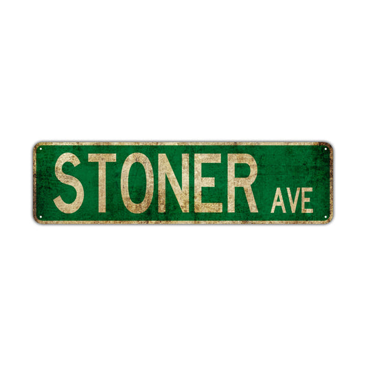 Stoner Ave Vintage Retro Street Novelty Sign Rustic Metal Aluminum Decor Wall Man Shop Cave Bar Gift