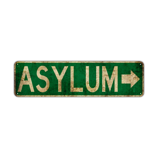 Asylum Vintage Retro Street Novelty Sign Rustic Metal Aluminum Decor Wall Man Shop Cave Bar Gift