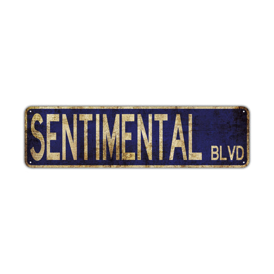 Sentimental Blvd Vintage Retro Street Novelty Sign Rustic Metal Aluminum Decor Wall Man Shop Cave Bar Gift