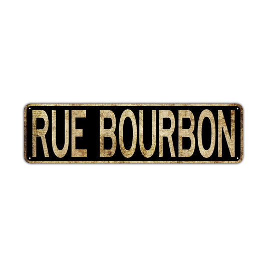 Rue Bourbon Vintage Retro Street Novelty Sign Rustic Metal Aluminum Decor Wall Man Shop Cave Bar Gift