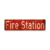 Fire Station Vintage Retro Street Novelty Sign Rustic Metal Aluminum Decor Wall Man Shop Cave Bar Gift