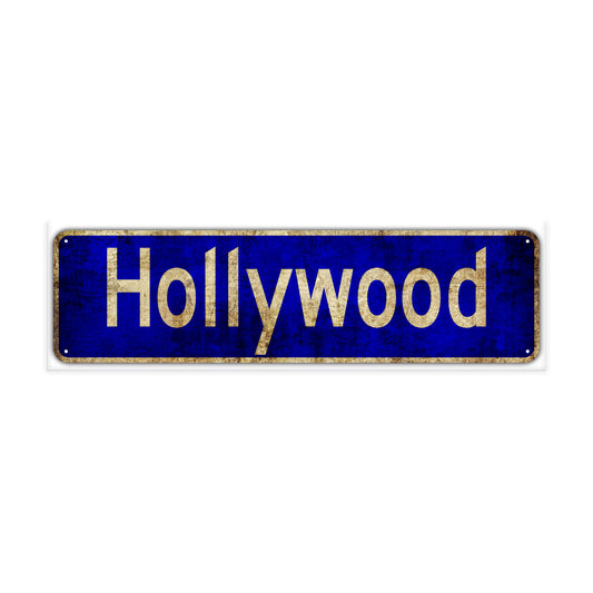 Hollywood Vintage Retro Street Novelty Sign Rustic Metal Aluminum Decor Wall Man Shop Cave Bar Gift