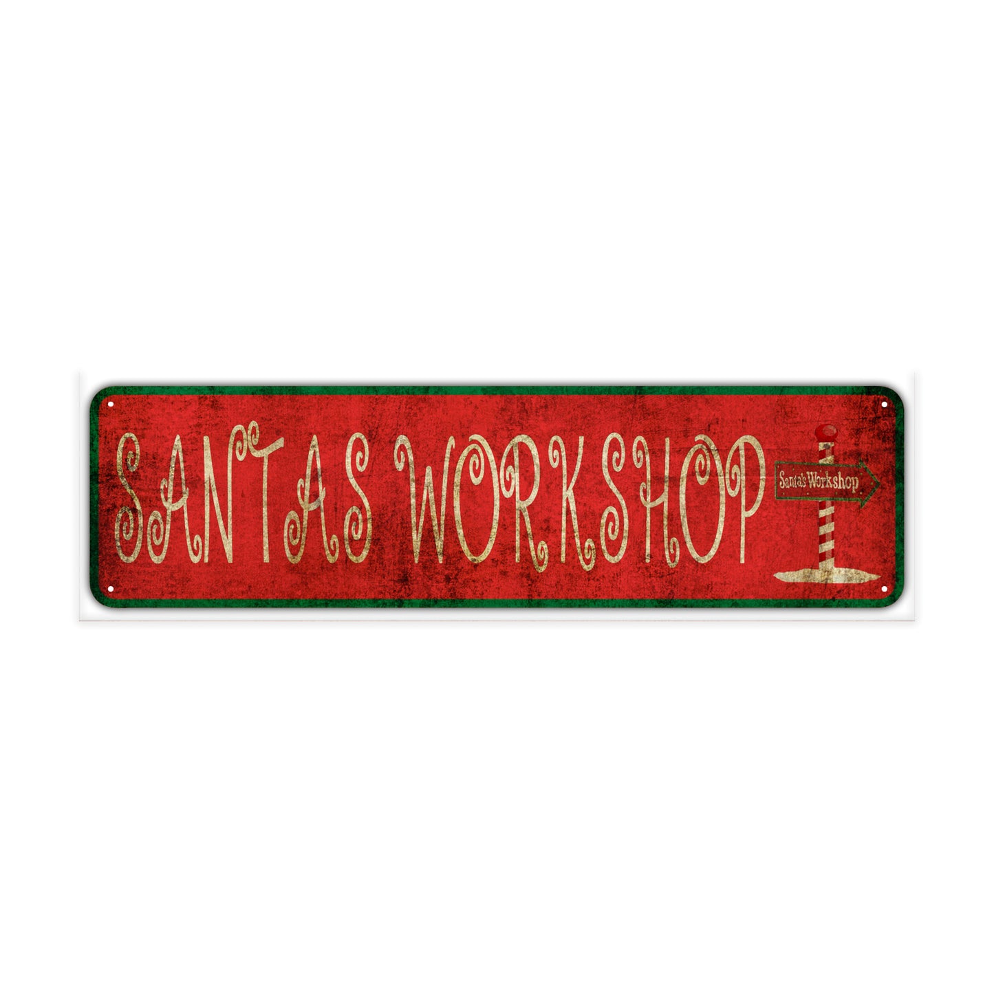Santas Workshop Vintage Retro Street Novelty Sign Rustic Metal Aluminum Decor Wall Man Shop Cave Bar Gift