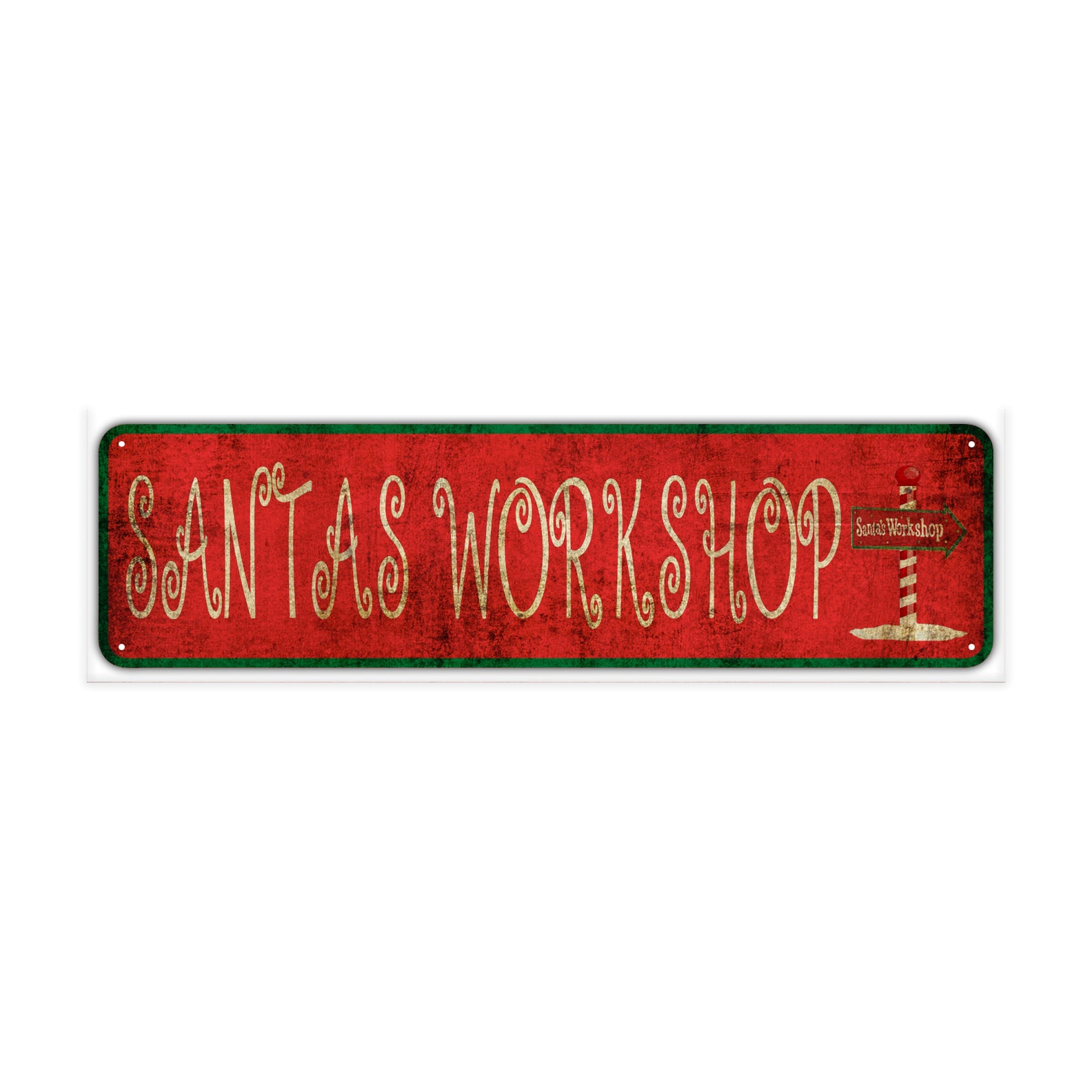 Santas Workshop Vintage Retro Street Novelty Sign Rustic Metal Aluminum Decor Wall Man Shop Cave Bar Gift