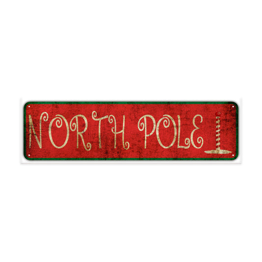 North Pole Vintage Retro Street Novelty Sign Rustic Metal Aluminum Decor Wall Man Shop Cave Bar Gift